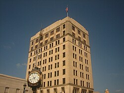 Tallest building in Alexandria across Third Street from City Hall.