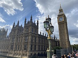 View from the Westminster Bridge, highlighting the distinctive colour of the stonework