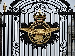 The badge of the Royal Air Force on the gates of RAF College Cranwell