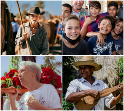 Collage of several caipira people.
