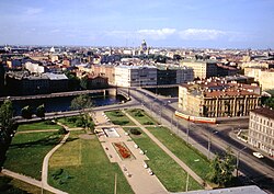 View of Lermontovski Prospekt, Egyptian Bridge and the Fontanka River, 1972