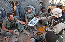 Stars and Stripes being delivered to US troops, 2003