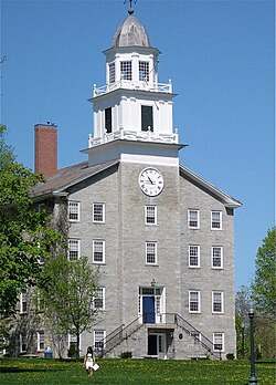 Old Chapel, completed in 1836, served as Middlebury's primary academic building for a century