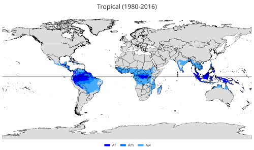 Tropical climate sub-types (Köppen classification):