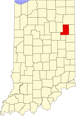 Location of Wells County in Indiana