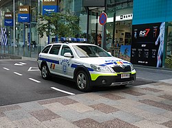 A Police Corps of Andorra patrol car in Andorra la Vella