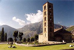 The medieval church of Sant Climent de Taüll, located in the foothills of the Pyrenees, in the province of Lleida