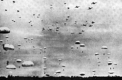 IJA paratroopers are landing during the Battle of Palembang, February 13, 1942.