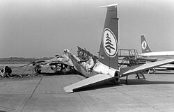 A destroyed Boeing 720 at Beirut Airport, 1982