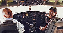Hassanal Bolkiah in the cockpit with King Hussein of Jordan, 1984