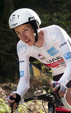 Pogačar during the decisive stage 20 time trial at the 2020 Tour de France