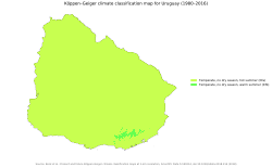 Köppen–Geiger climate classification map for Uruguay