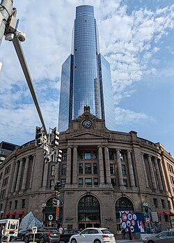 South Station, the busiest rail hub in New England and a terminus for Amtrak and numerous MBTA rail lines