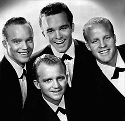 Crosby's sons from his first marriage. From left: The four Crosby brothers: Dennis, Gary, Lindsay, and Phillip, 1959