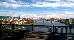 Pearl District (left) from the Steel Bridge