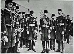 Admiral Wilhelm Souchon, who commanded the Black Sea raid on 29 October 1914, and his officers in Ottoman naval uniforms