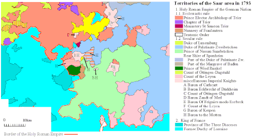 Map of the Saar region in 1793