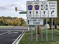 The junction of Route 133 and County Route 571 in East Windsor Township