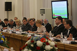Poroshenko at the Russian-Ukrainian international commission meeting in 2009