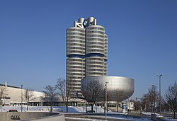 BMW Headquarters building (one of the few buildings that has been built from the top to the bottom) and the bowl-shaped BMW Museum