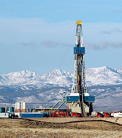 Drilling rig for natural gas near the Wind River Range