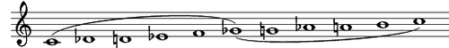 Four-semitone tritone scale/Messiaen's 7th mode Playⓘ