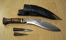 The multipurpose Kukri knife (top) is the signature weapon of the Nepali armed forces, and is used by the Gurkhas, Nepal Army, Police and even security guards.