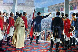San Martín proclaims the independence of Peru. Oil painting by Juan Lepiani.