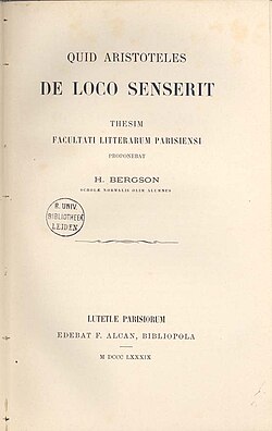 Quid Aristoteles de loco senserit (dissertation, 1889)