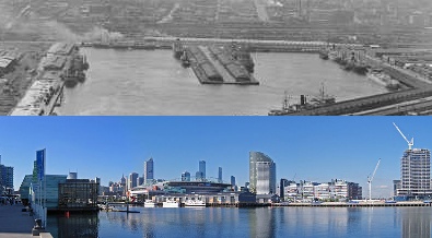 Melbourne Docklands urban renewal project, a transformation of a large disused docks area into a new residential and commercial precinct for 25,000 people