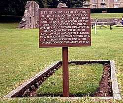 Supposed former gravesite of Arthur at Glastonbury Abbey in Somerset