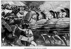 The Macedonian phalanx at the "Battle of the Carts" against the Thracians in 335 BC