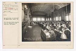 University of Pennsylvania students taking United States Navy examination for commission in McKean Hall at Penn Law in June 1918