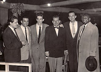 From left: Chris Gage, Louie Bellson, Stan "Cuddles" Johnson, Tony Gage, Fraser MacPherson, Harry Carney (Photo from the Fraser MacPherson estate)