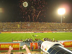 Aftermath of a match in the 2007 Copa América, held for the first time in Venezuela.