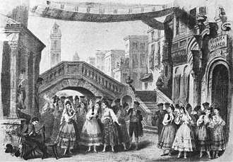 Lithograph of act 1 in the premiere performance, by Pierre-Auguste Lamy, 1875