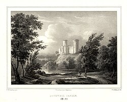 Lithographic image of Bothwell Castle near Glasgow, from 1833