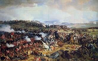 The charge of the French Cuirassiers at the Battle of Waterloo against a square of Scottish Highlanders