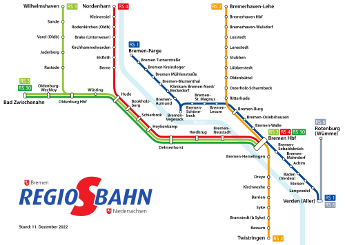 Map of the Bremen S-Bahn