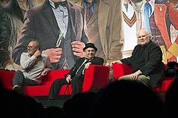 The 50th anniversary of Doctor Who convention, held over three days at the ExCeL London in November 2013, included an appearance of three former Doctors: pictured left to right: Peter Davison, Sylvester McCoy and Colin Baker.