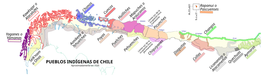 Distribution of pre-Hispanic people of Chile