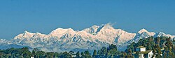 Himalayan peaks in eastern India on a day without haze.