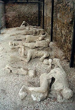 Plaster casts of the casualties from pyroclastic surges