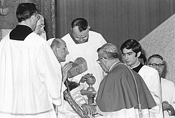 Paul VI making Albino Luciani (the future Pope John Paul I) a cardinal in 1973