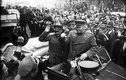 The Red Army enters Prague in May 1945.