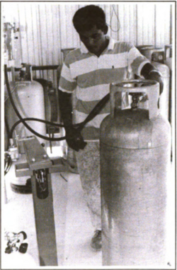 Bottling LPG in Majuro, the Marshall Islands, for storage