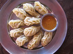 Momo dumplings with chutney
