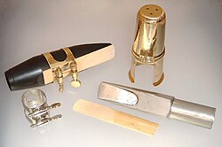 Tenor saxophone mouthpieces, ligatures, reed, and cap