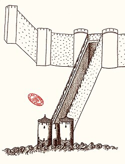 Sketch of the couraça wall designed by Diogo Boitaca in 1502.