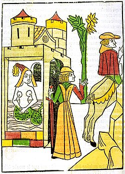 Raymond discovers Melusine in her bath, Jean d'Arras, Le livre de Mélusine, 1478.
